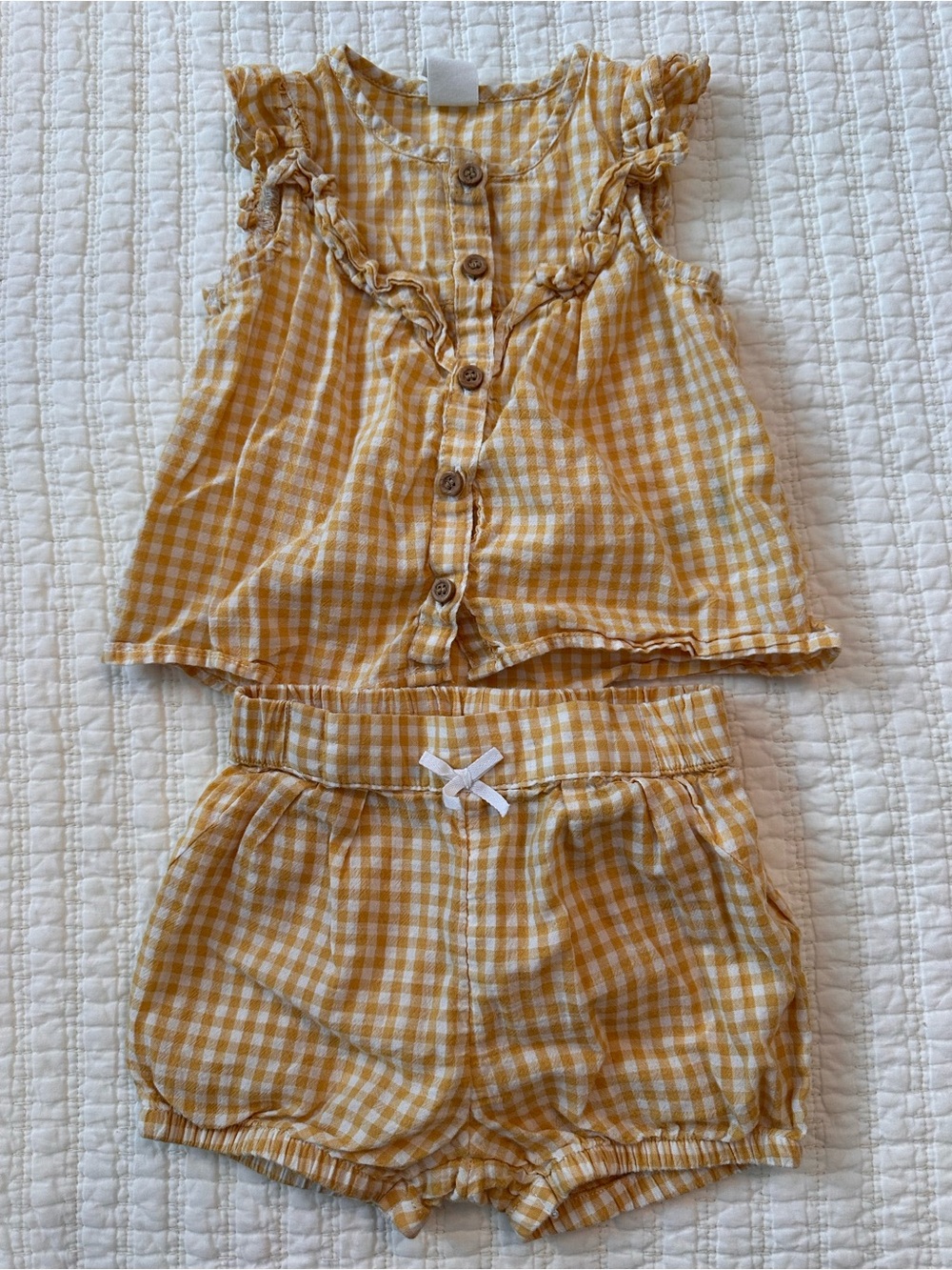 H&M Yellow Gingham Kids Pajama Set